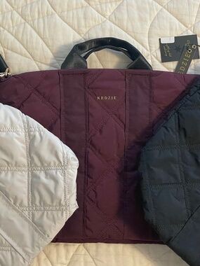 Kedzie Cloud 9 Quilted Tote Bag 3 Colors Glacier Gray, Mulberry, Black New w Tag
